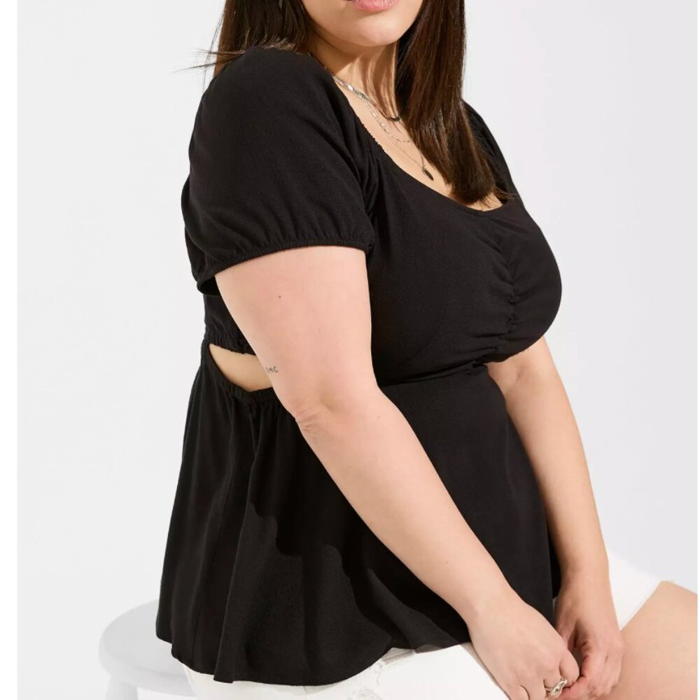 NWT Torrid Babydoll Rayon Slub With Side Cutouts Top